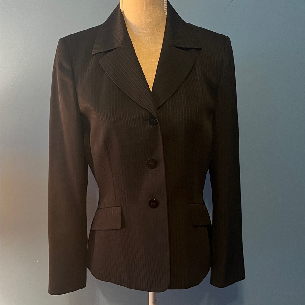 Le Suit Black Pinstripe Blazer